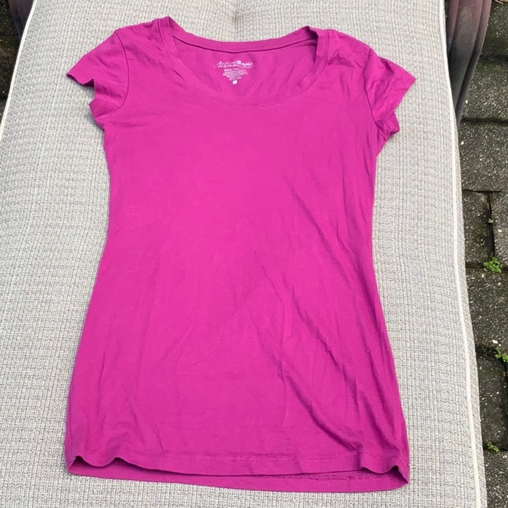 ACTIVE BASIC CAP SLEEVE SCOOP NECK T-SHIRT, SIZE SMALL